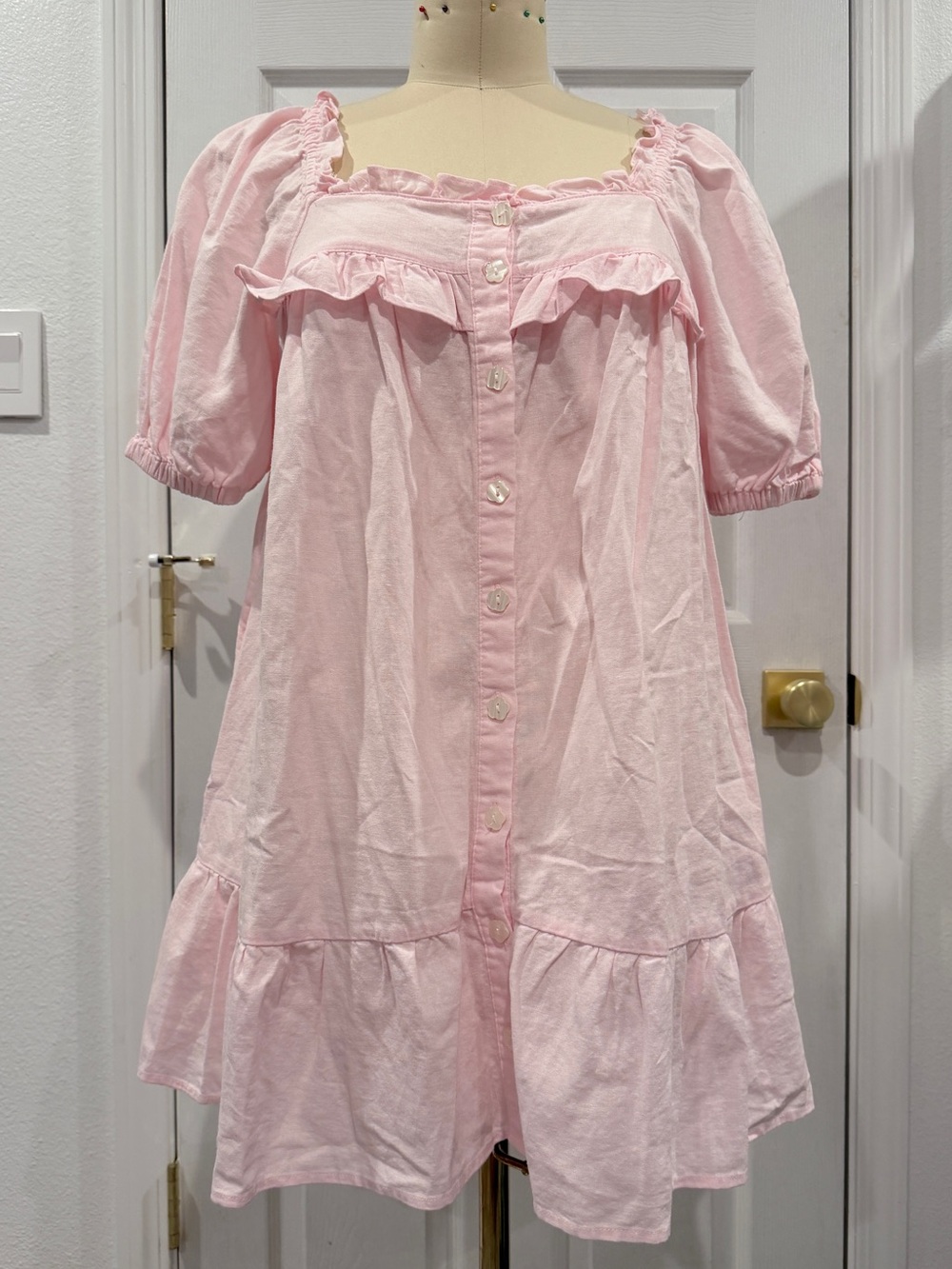 Stoney Clover Lane x Target Light Pink Ruffle Button-Front Dress - M - Picture 4 of 14